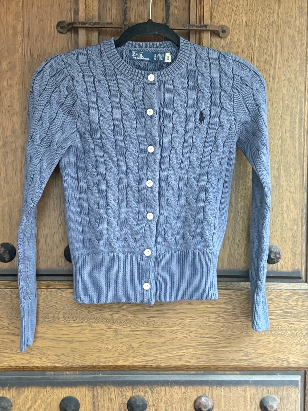 Ralph Lauren Dark Gray Cable-Knit Button Cardigan XS